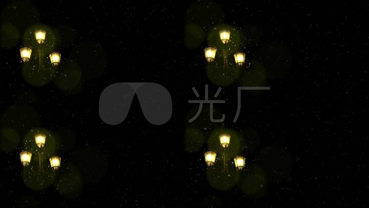 路灯-雪花飘落-雪之夜-动画意境