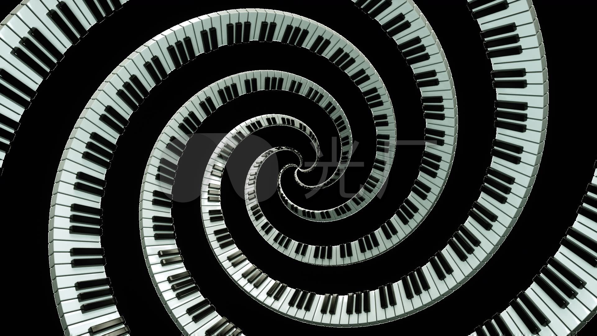 钢琴黑白琴键转圈带通道背景透明动态素材