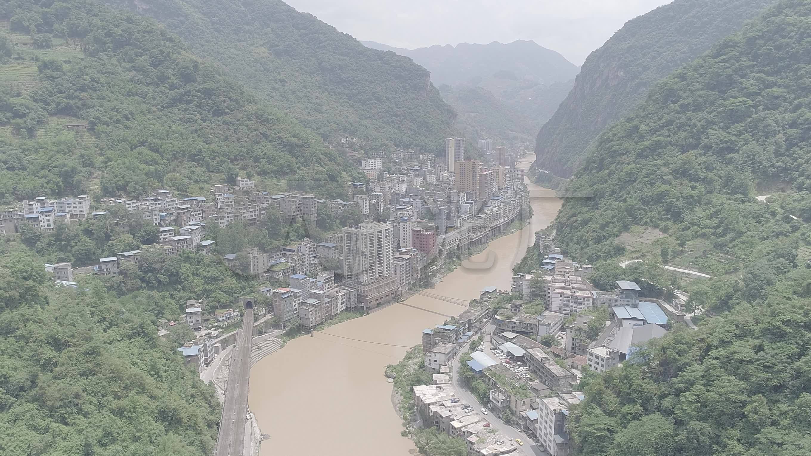 云南航拍昭通盐津新城区城市_2720x1530_高清视频素材