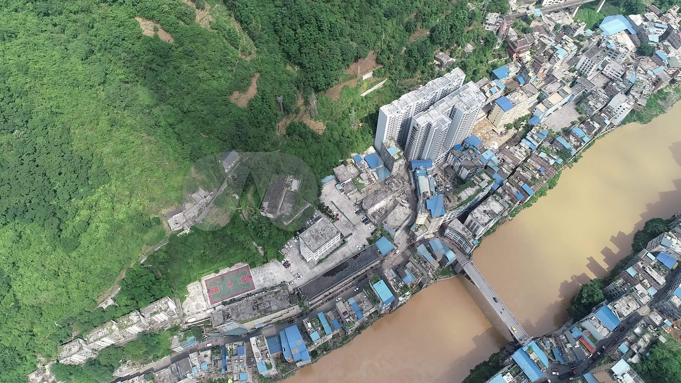 云南航拍 昭通盐津老城区 城市
