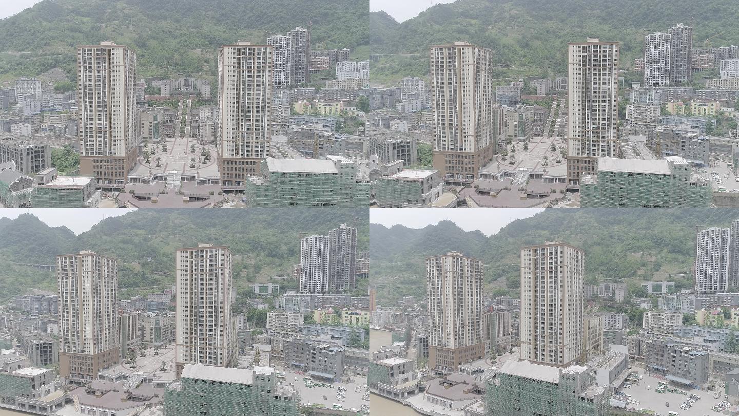 航拍昭通盐津新城区城市