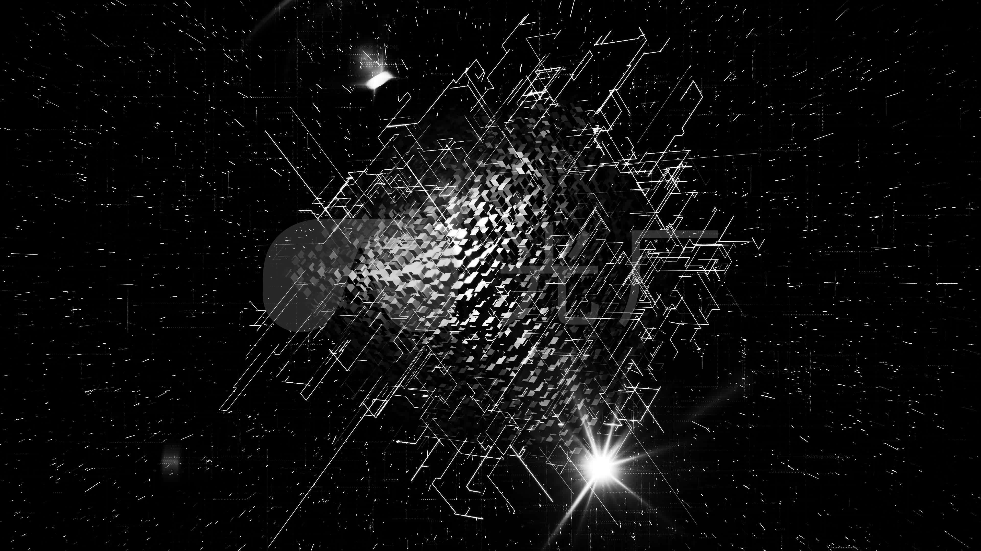 4k科技感数字线条方块变幻_3840x2160_高清视频素材