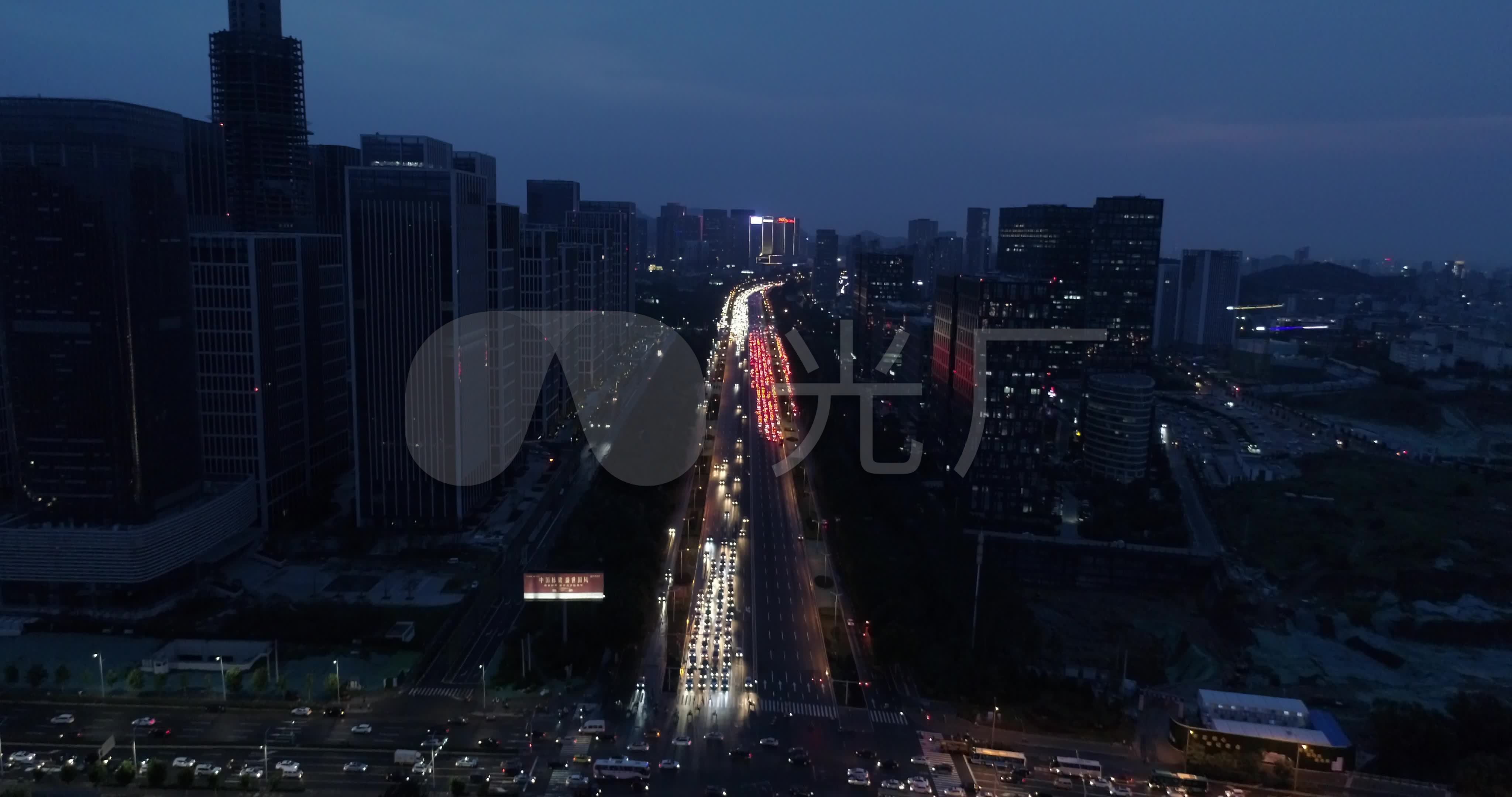 汉峪金谷夜景经十路夜景航拍_4096x2160_高清视频素材