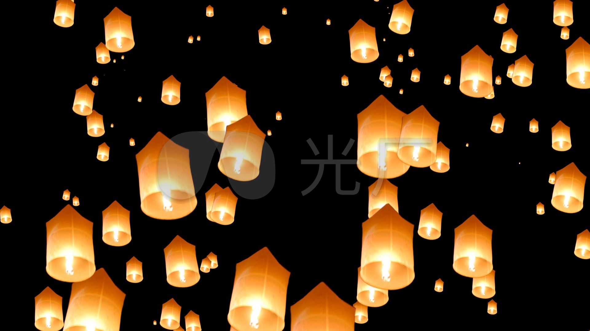孔明灯满天飞透明通道_1920x1080_高清视频素材下载