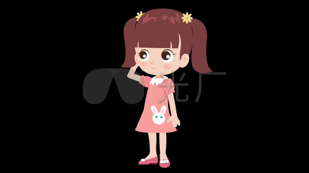 卡通小女孩说话透明通道_1024x576_高清视频素材下载
