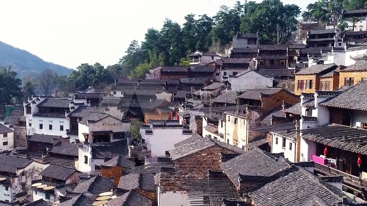 江西上饶乡村古建筑晒秋篁岭婺源古镇