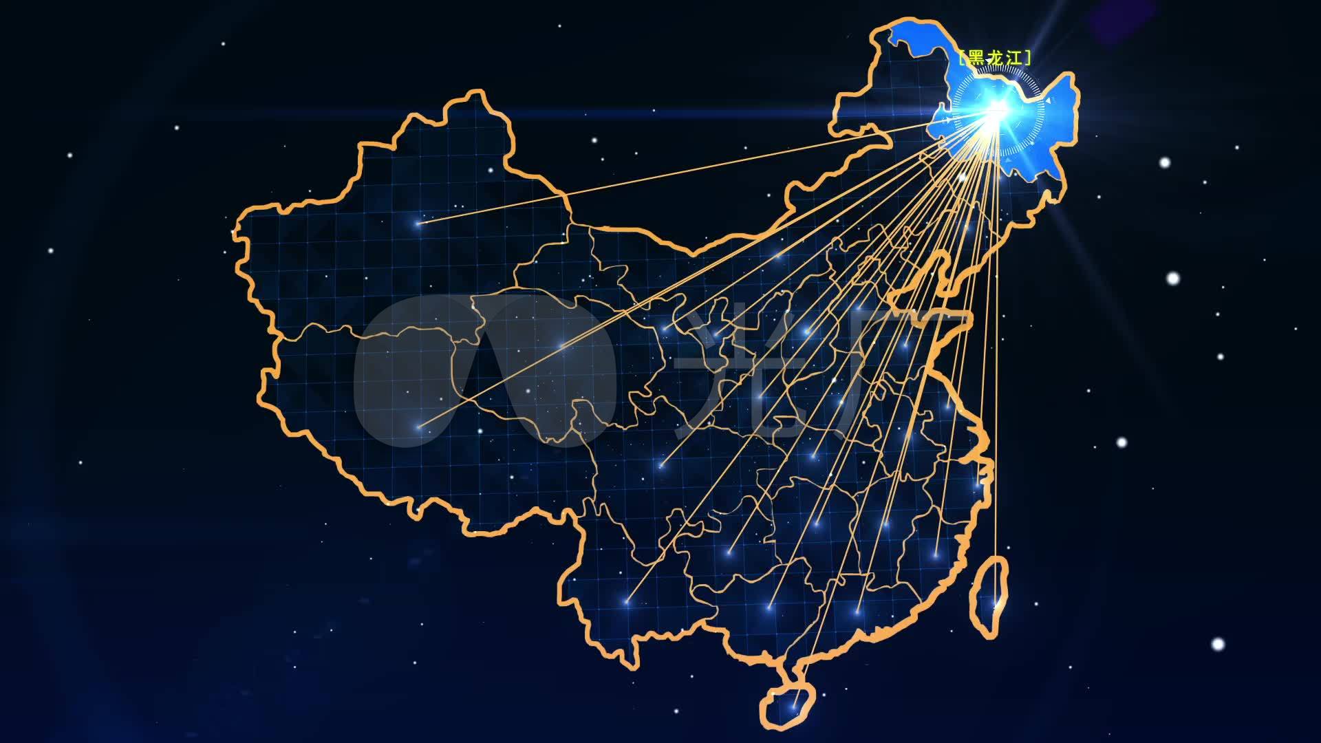 科技光线链接黑龙江地图动态视频_1920X108