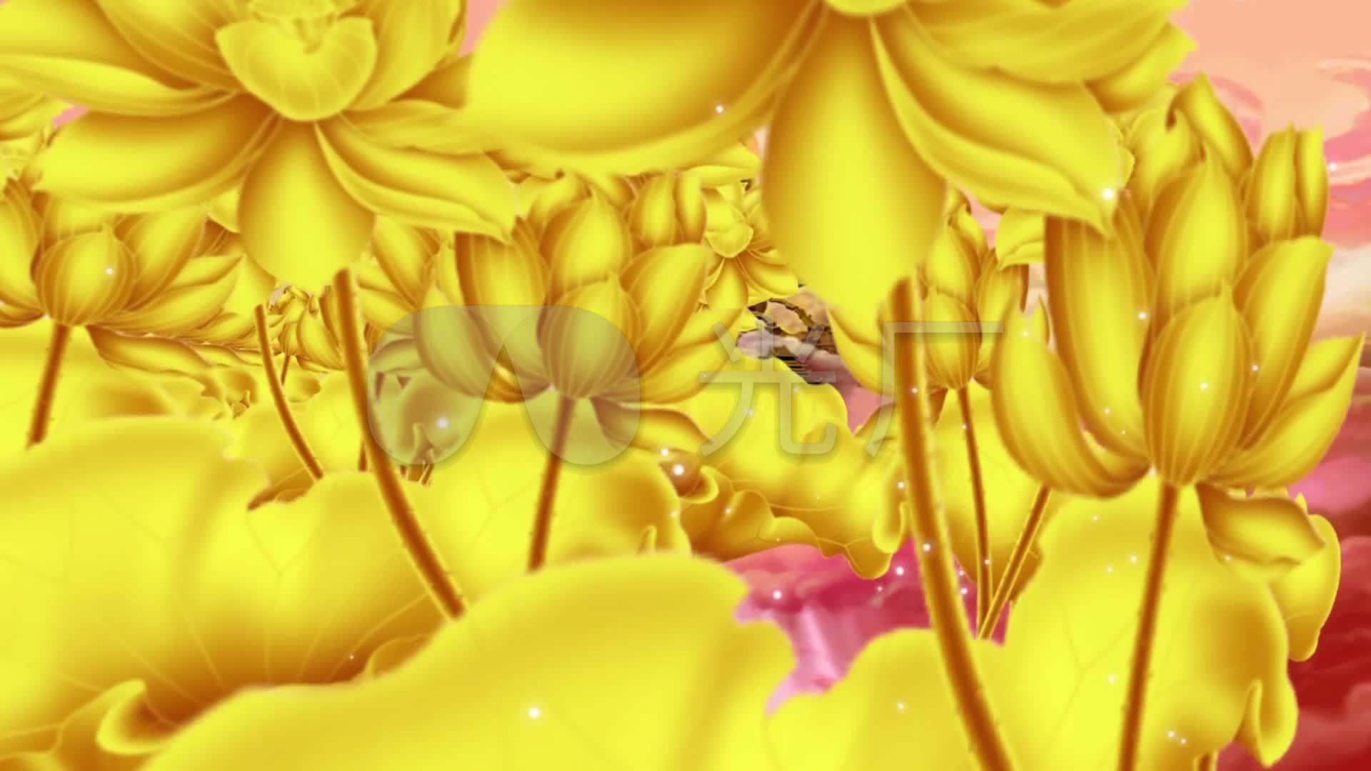 视频素材 舞台背景 中国风背景 精美佛教视频段金色莲花 来自视频原始