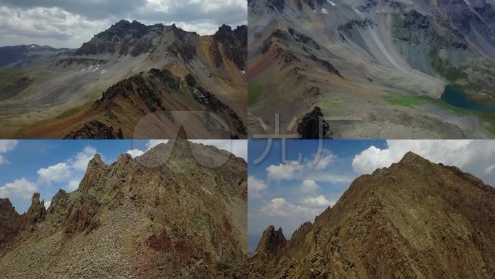 航拍美国科罗拉多州落基山脉群山山顶山谷