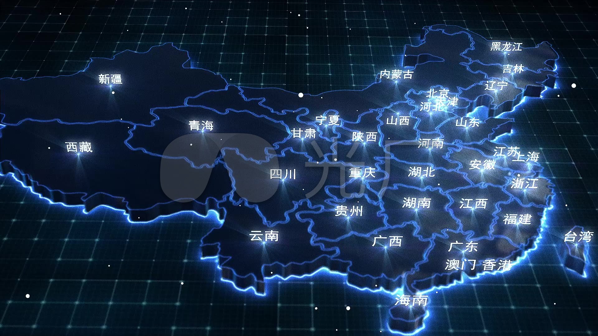 高科技蓝色3D中国地图展示动态视频_1920X1080_高清视频素材下载(编号:2836248)_实拍视频