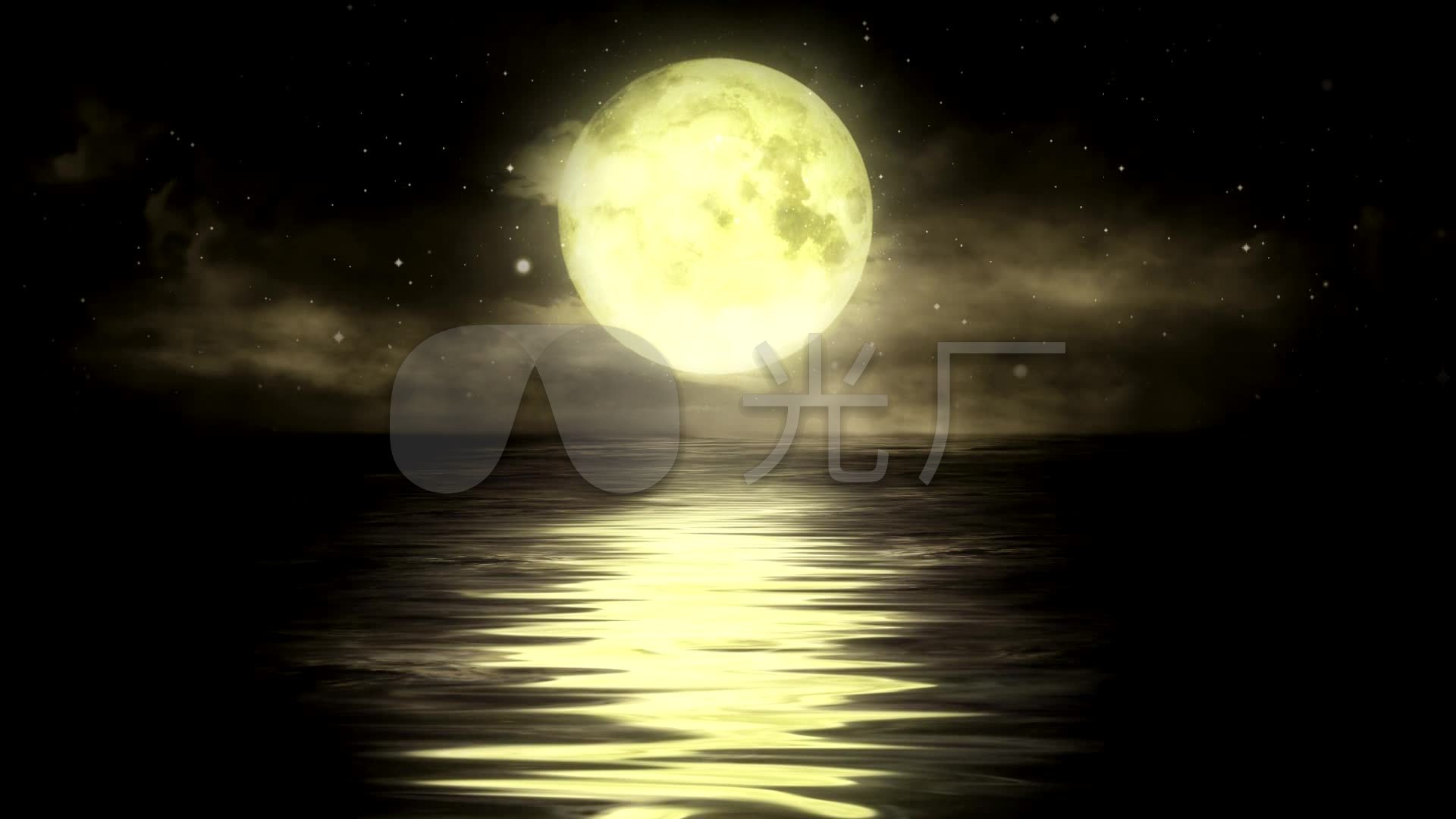 月是故乡明海上圆月安静唯美高清视频素材_1920x1080