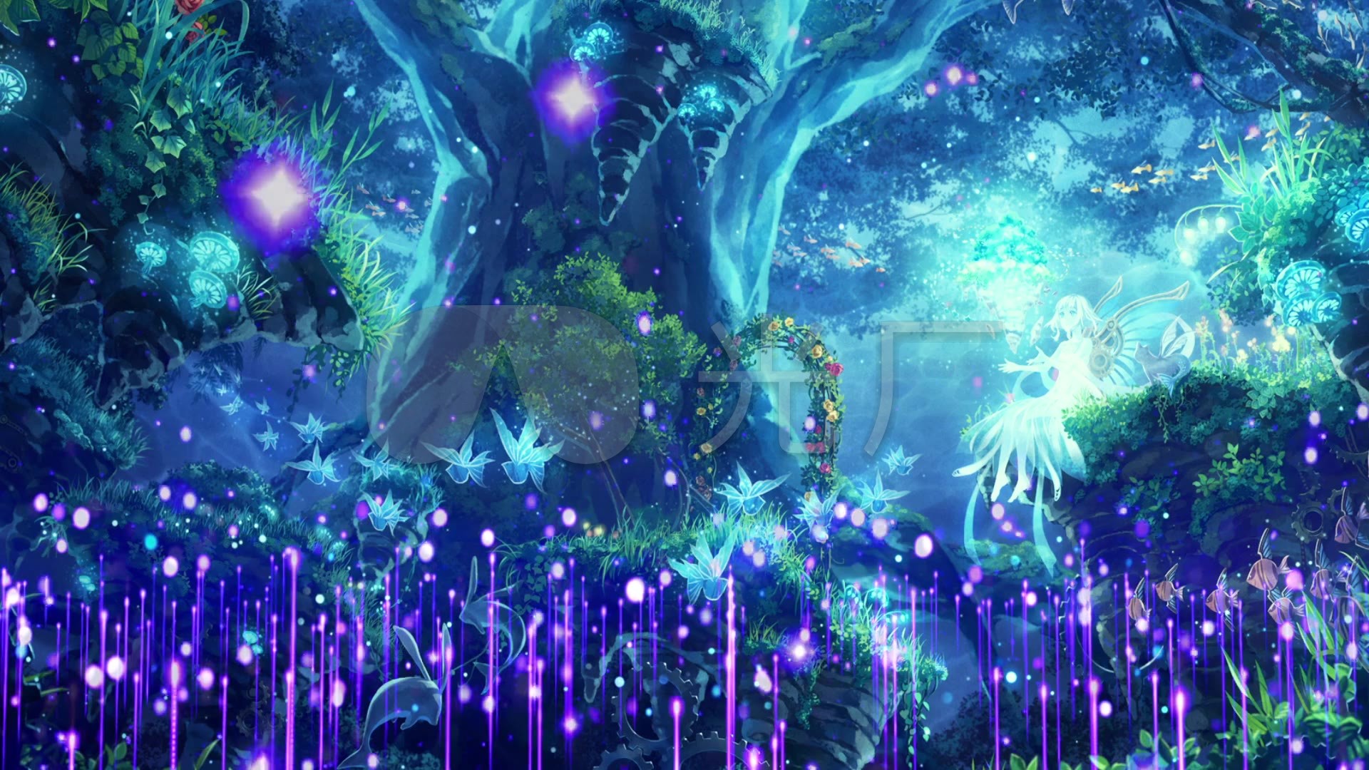 梦幻粒子大树仙境花仙子配乐成品_1920x1080_高清视频
