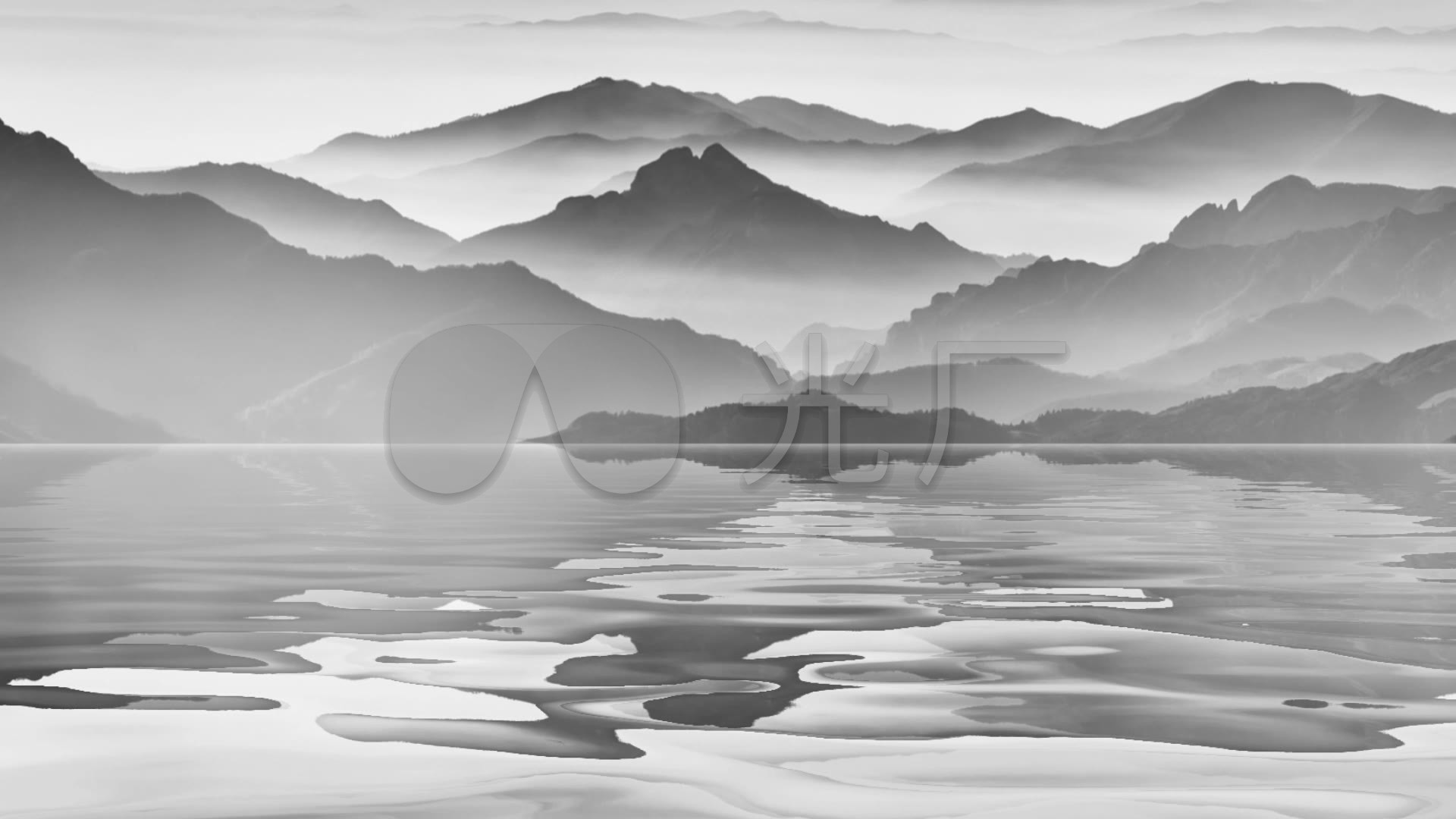 国画远山雾气无缝循环led背景_1920x1080_高清视频(:)