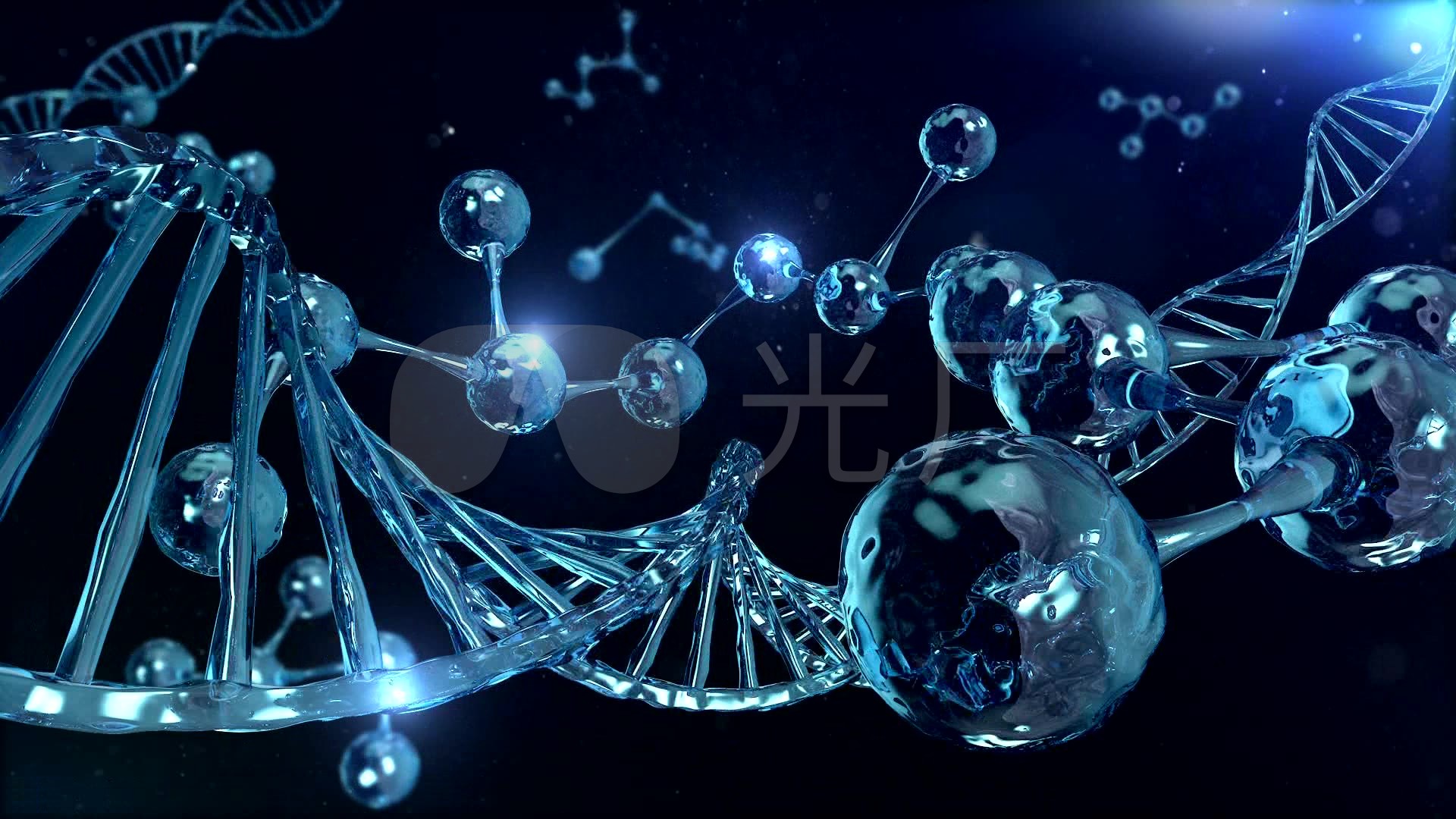 c4d工程唯美科技水珠化学分子元素dna
