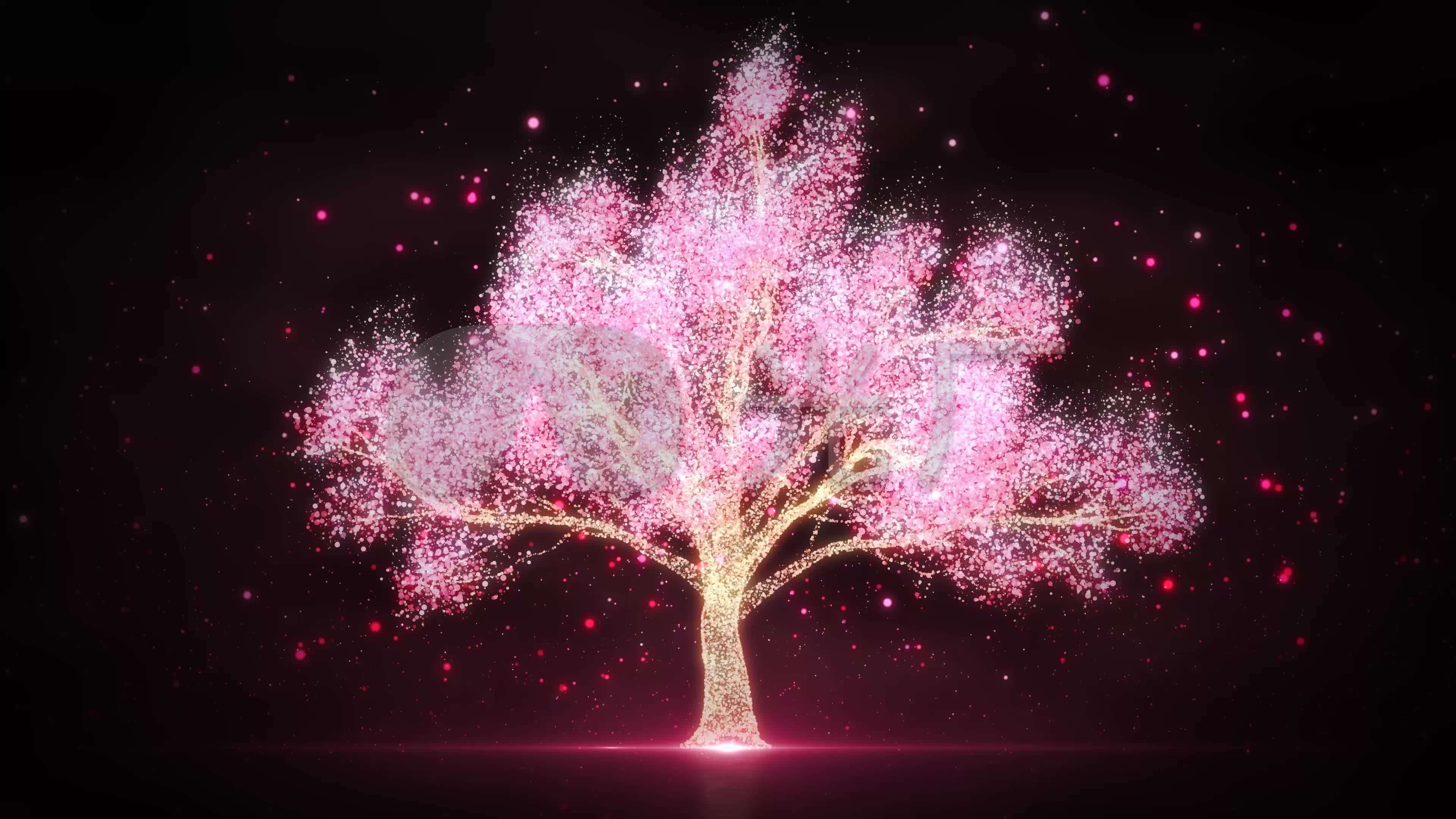 梦幻浪漫樱花树全息投影4K视频背景_3840X2160_高清视频素材下载(编号:2869281)_舞台背景