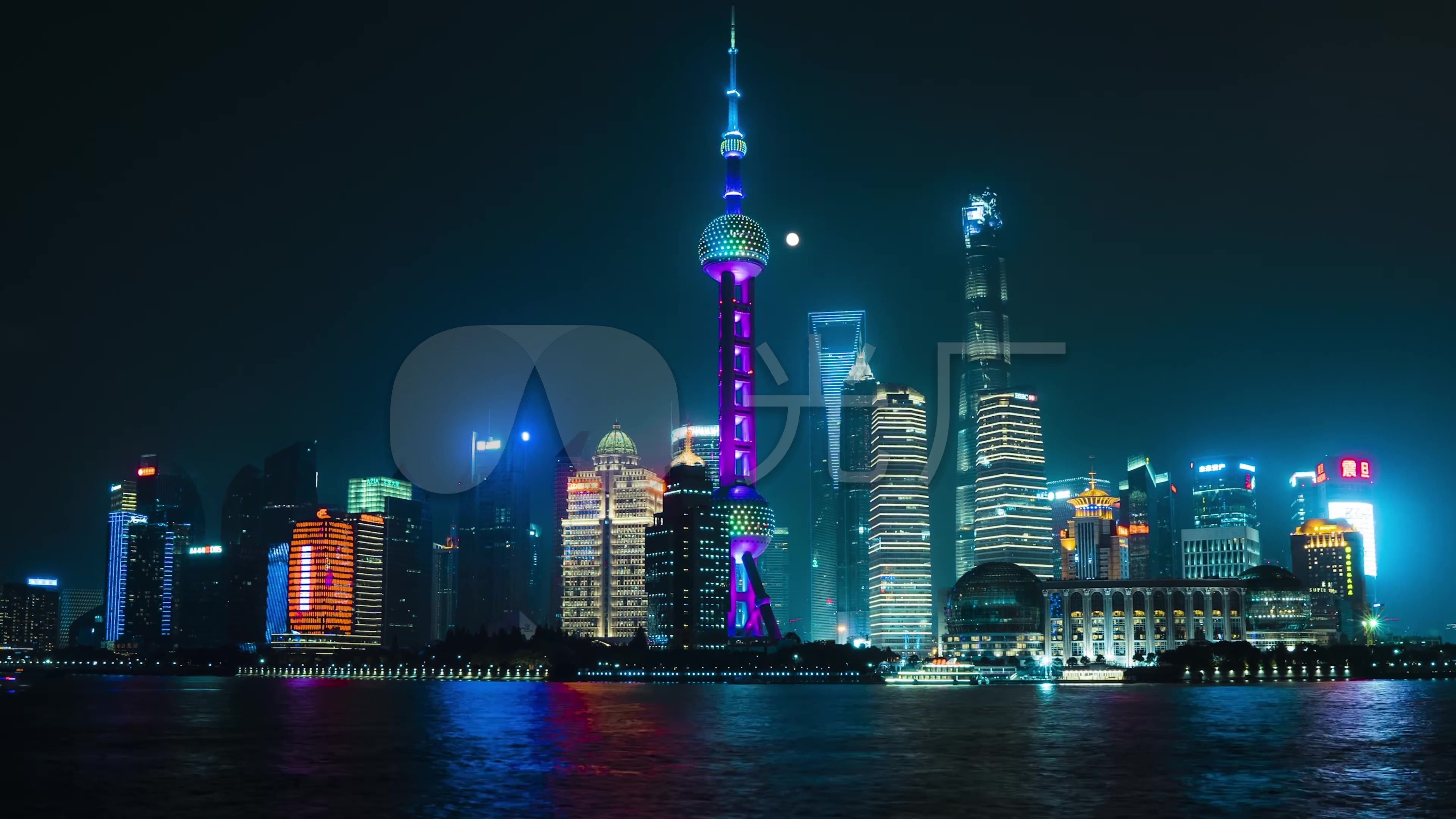 4k上海唯美城市夜晚航拍_3840x2160_高清视频素材下载