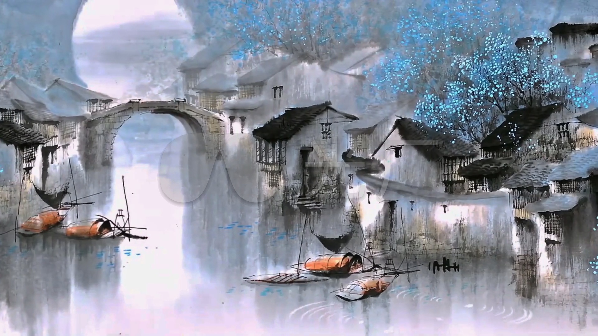 舞蹈:烟雨江南原画背景_1920x1080_高清视频素材下载