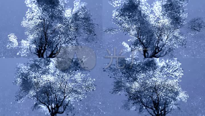 3d-大树飞雪-大雪飘落