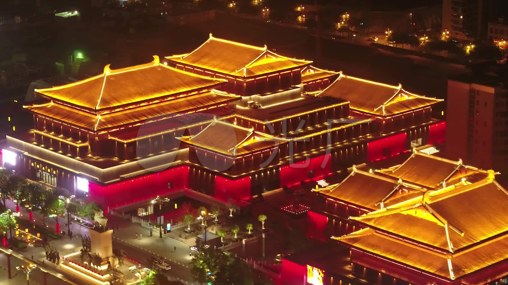 大雁塔大唐不夜城夜景航拍