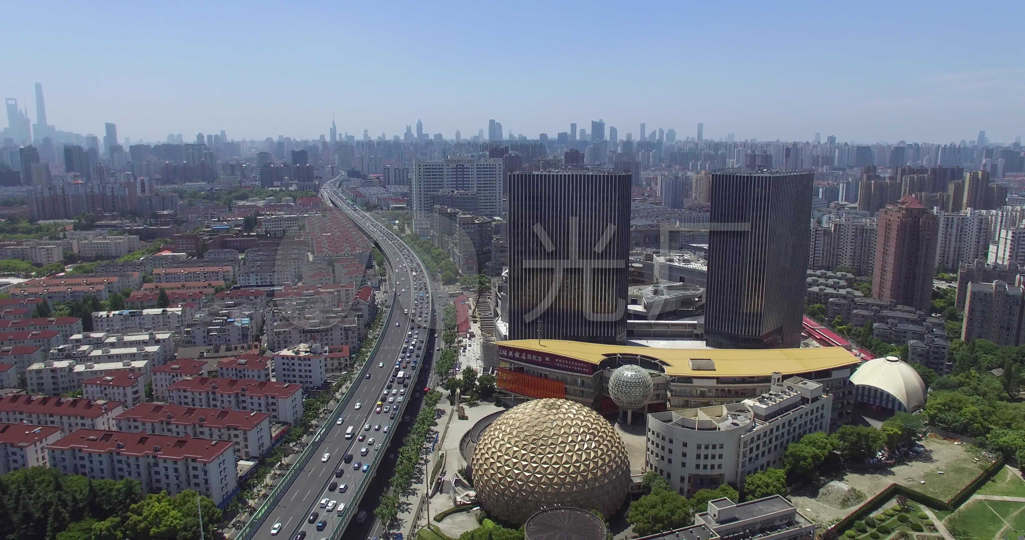 上海闸北新静安大宁地区航拍_4096x2160_高清视频素材