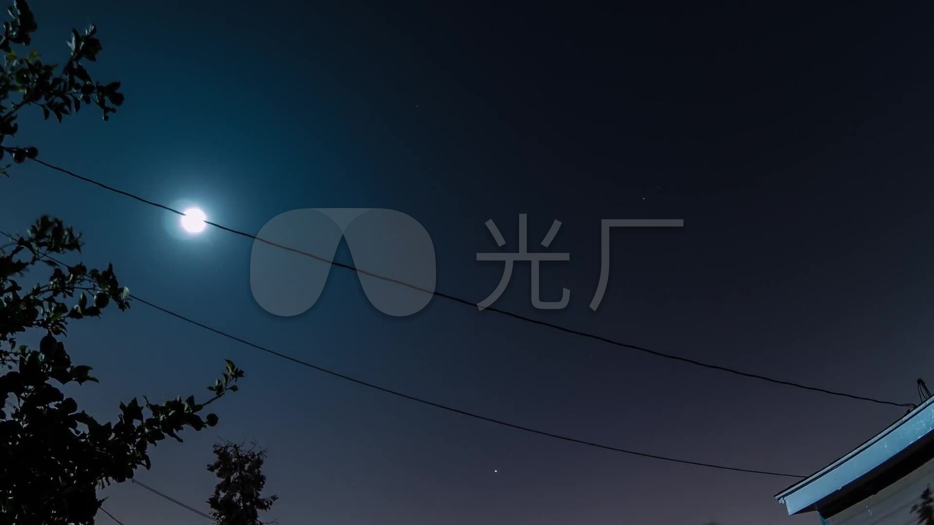 夜晚天空星星月亮流云延时摄影