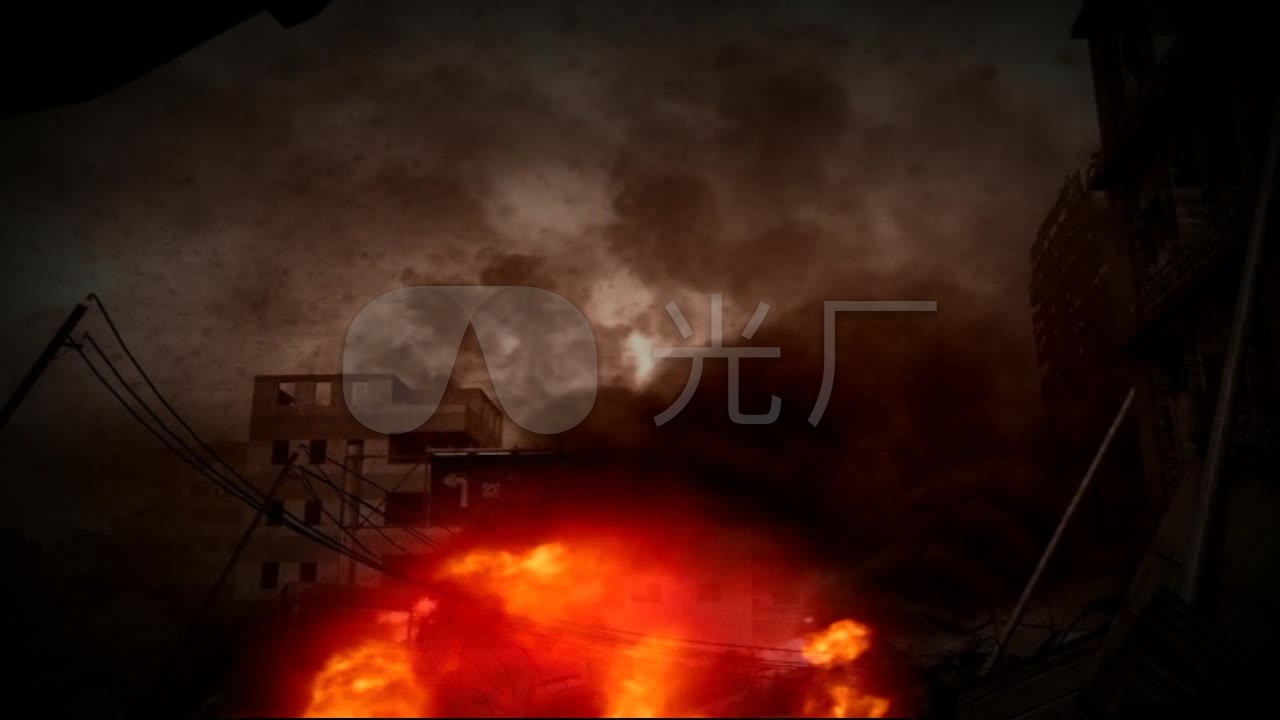 战火硝烟战场战斗爆炸特效led大屏幕背景
