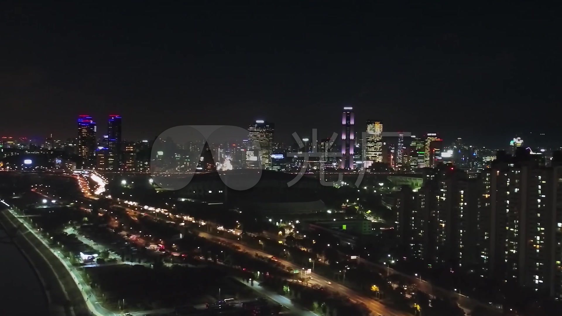 朝鲜平壤城市风光夜景