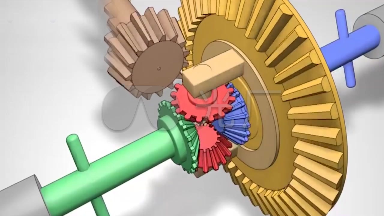 汽车差速器机械构造运行原理三维动画演示