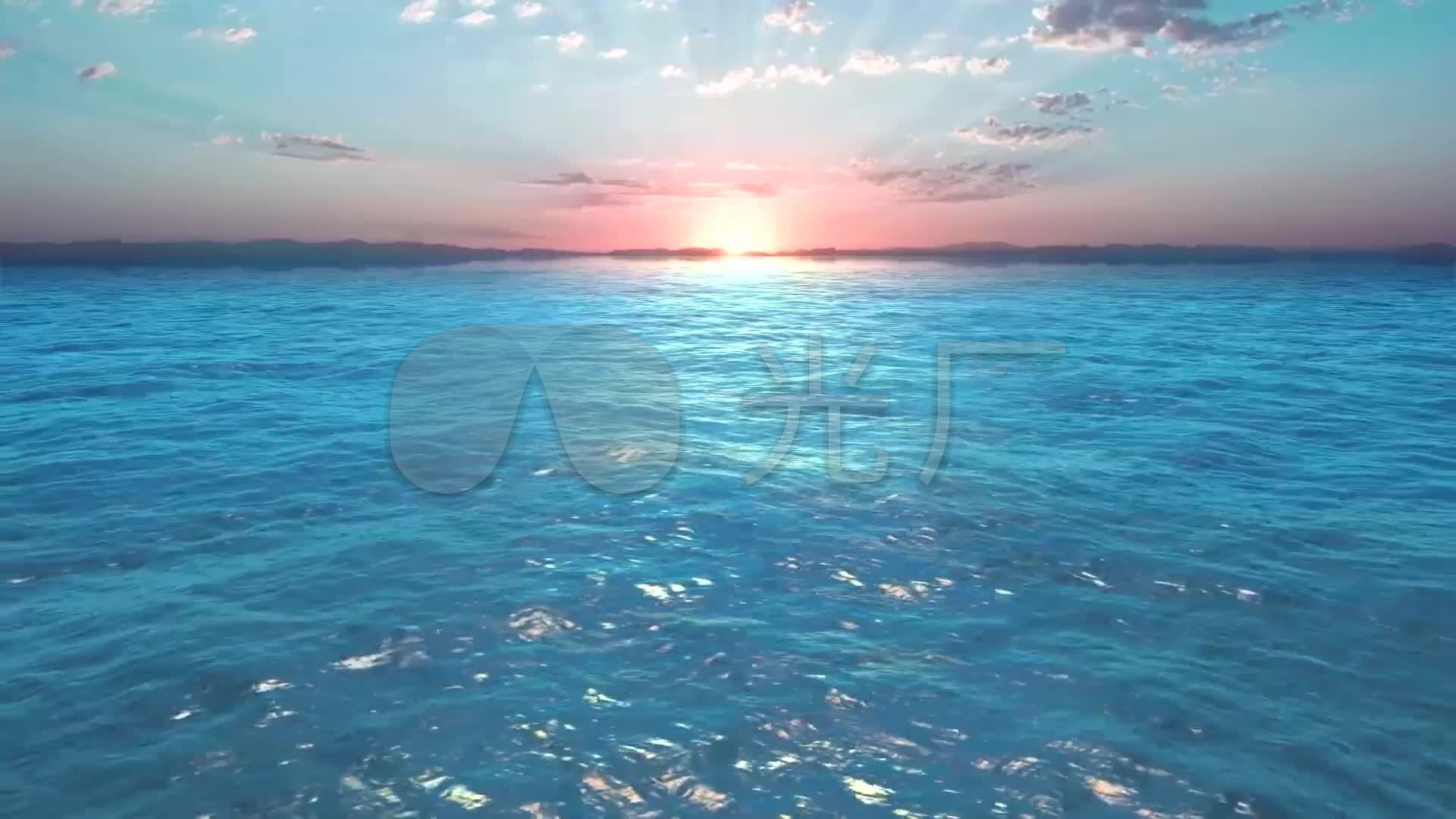 蓝色大海海面波纹夕阳_1920x1080_高清视频素材下载