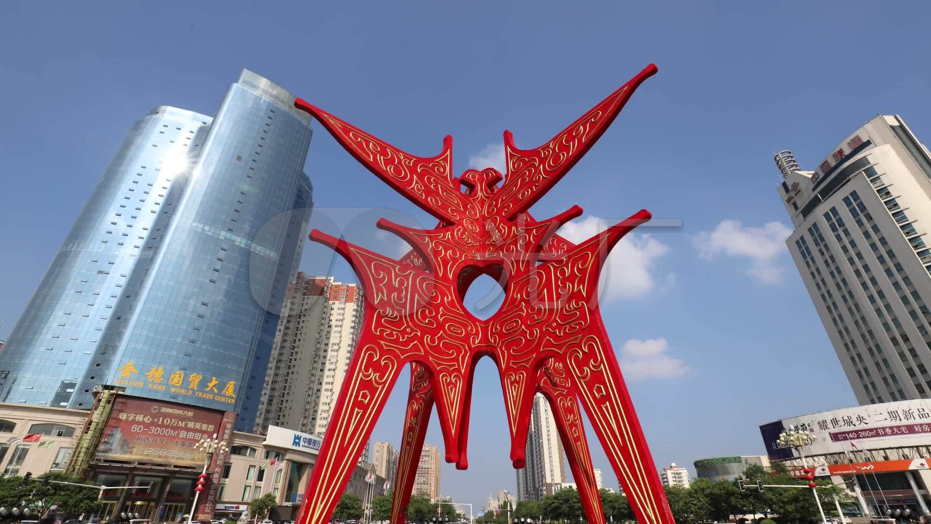 实拍河南商丘地标建筑延时镜头