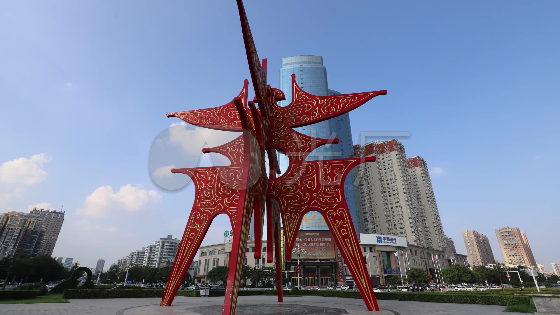 实拍河南商丘地标建筑延时镜头