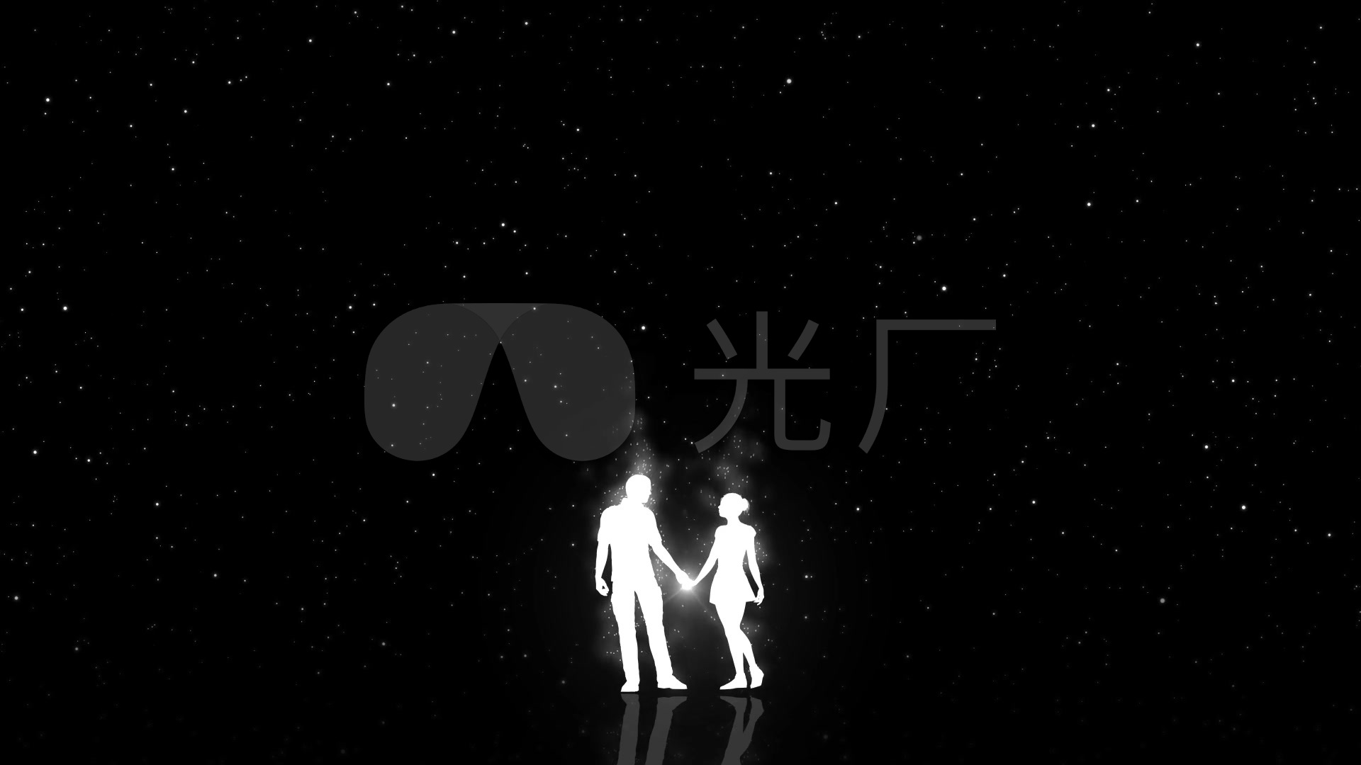 俩相依-浪漫情人-情侣黑白剪影