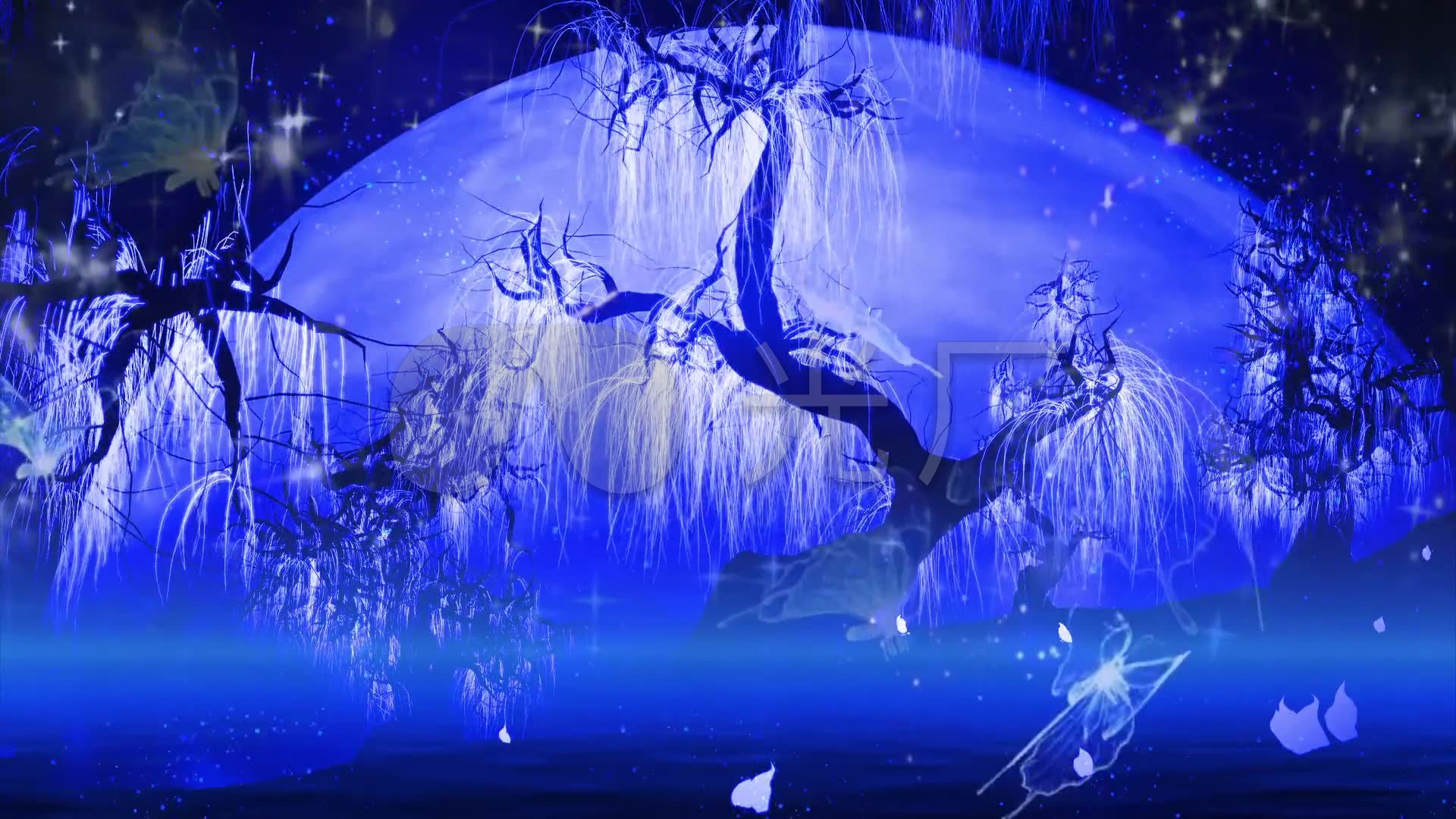 光效蝴蝶粒子树阿凡达夜景梦幻灵魂树