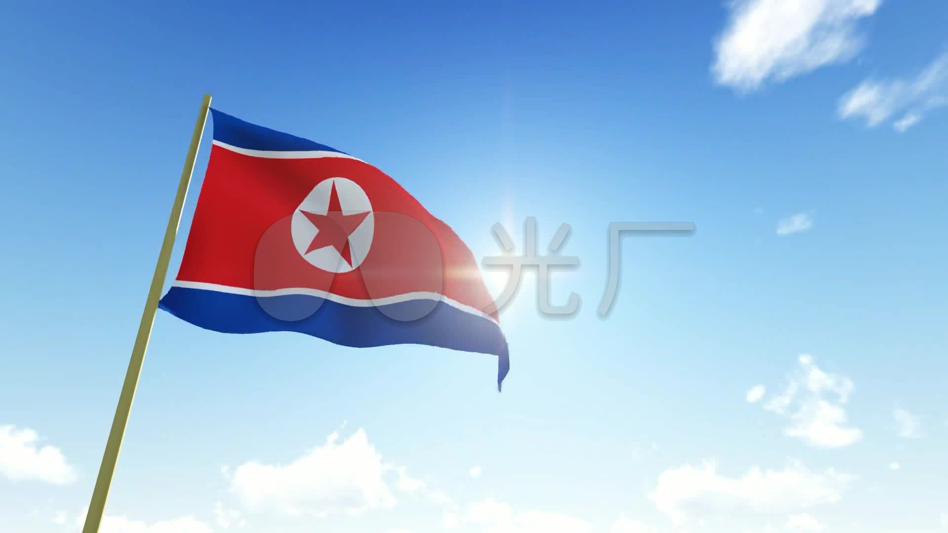 朝鲜国旗飘扬动态背景_1920x1080_高清视频素材下载