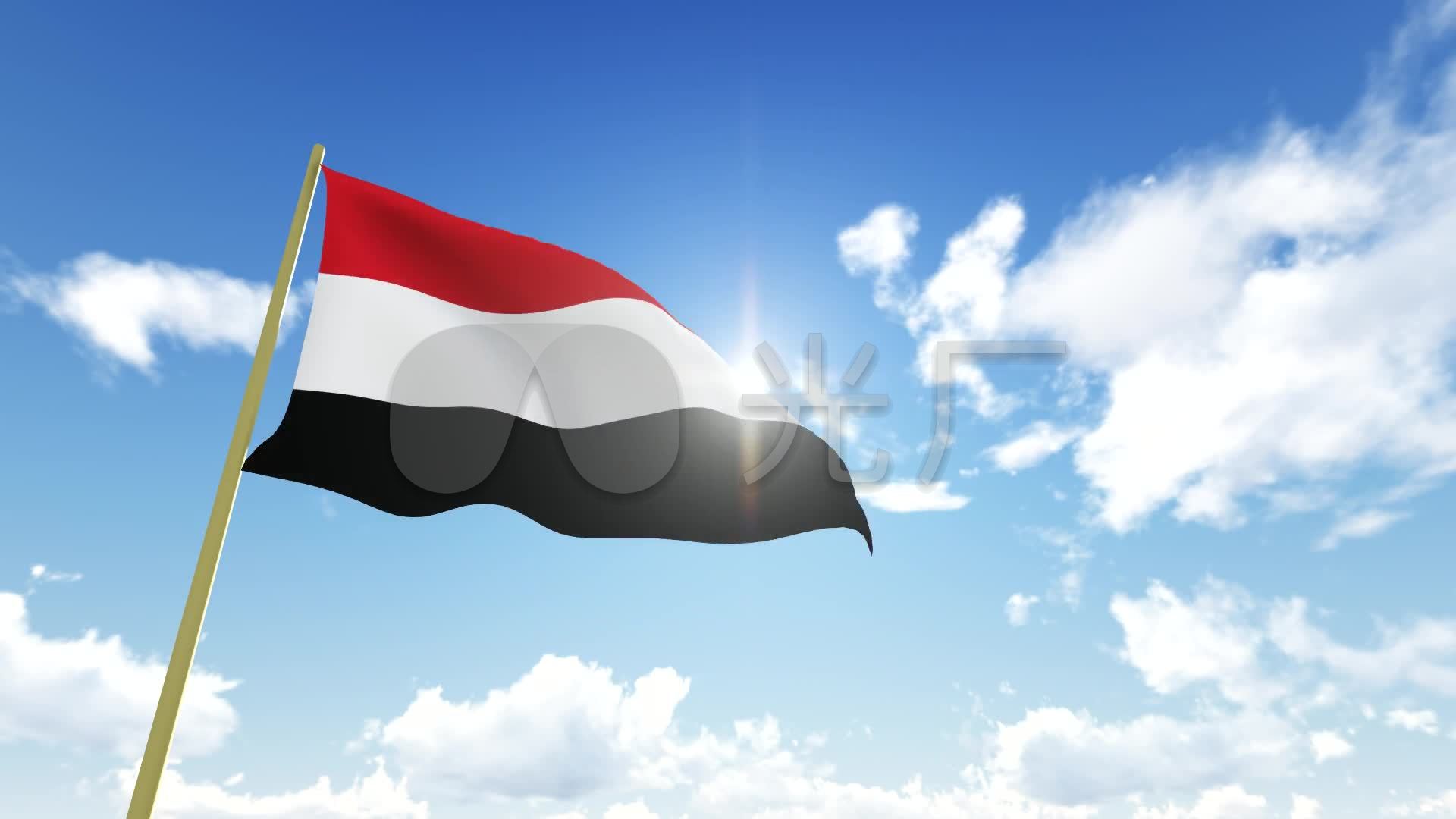 也门国旗飘扬动态背景