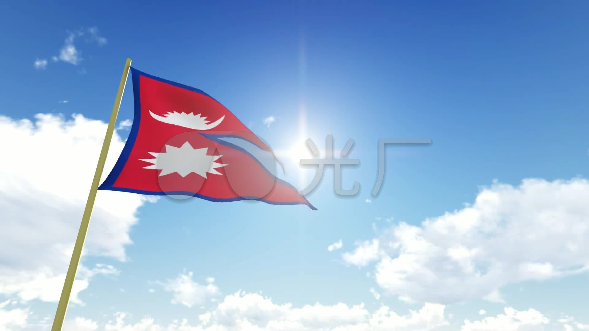 尼泊尔国旗飘扬动态背景