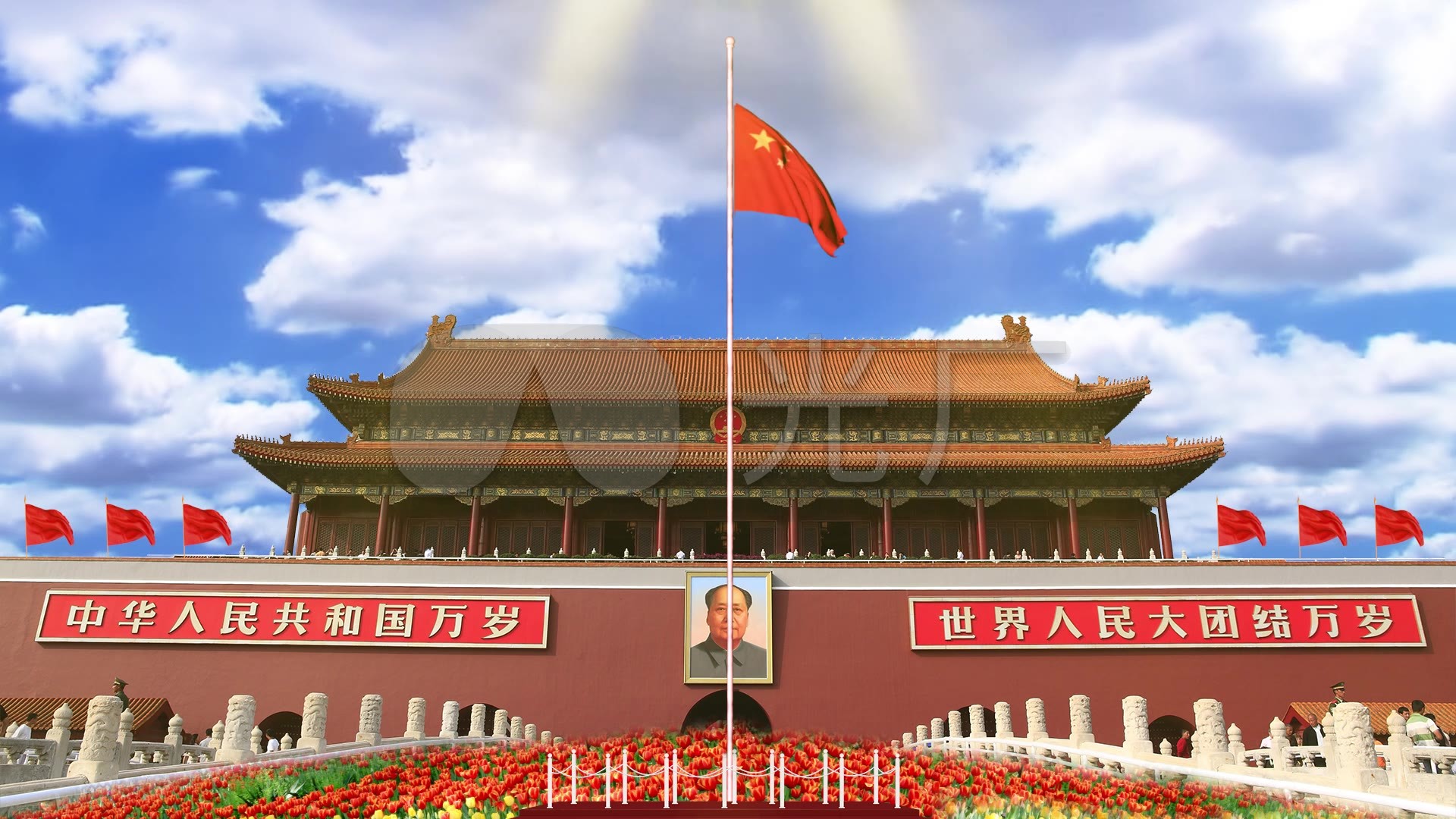 天安门升旗仪式视频素材_1920x1080_高清视频素材下载
