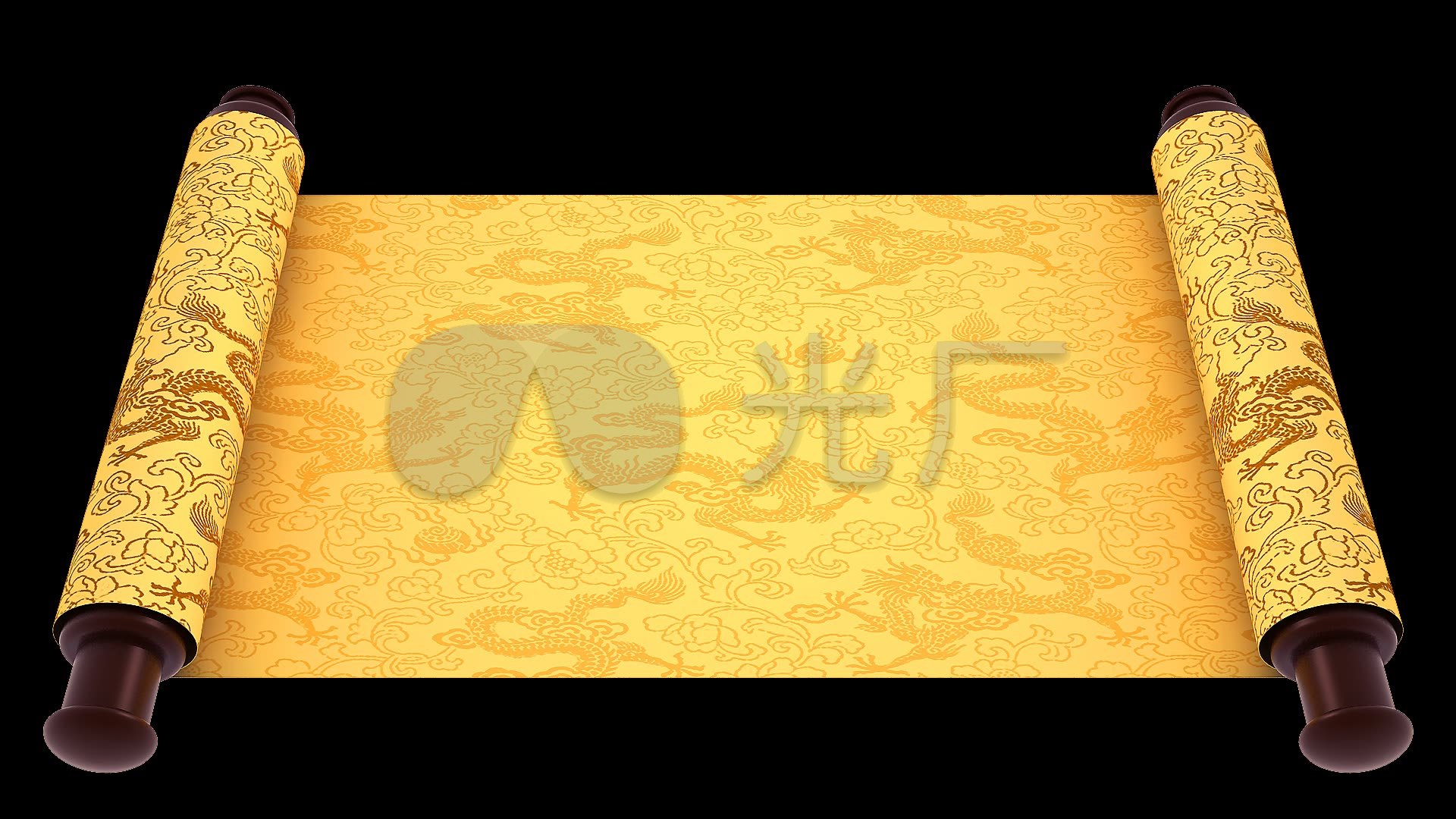 2018龙纹卷轴圣旨展开动画(附带通道)_1920x1080_高清视频素材下载