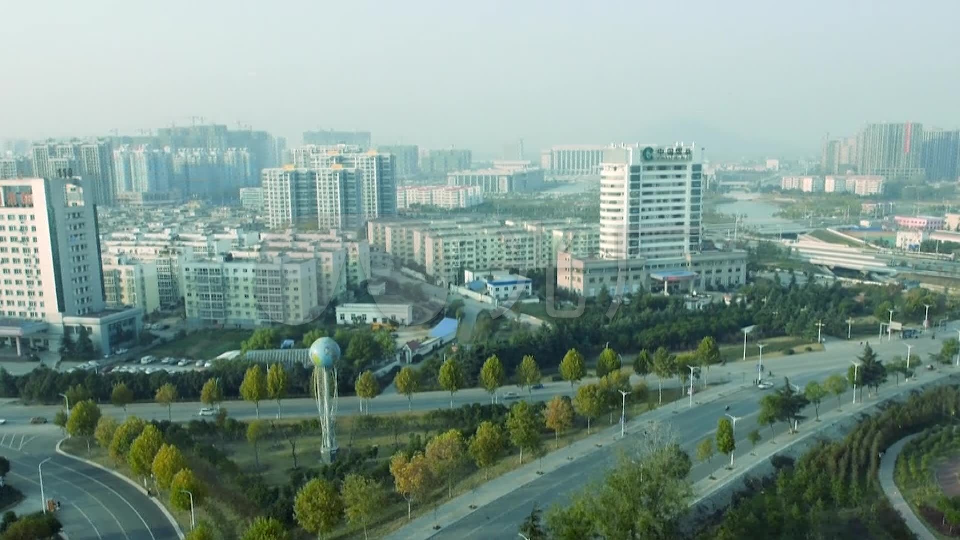 南阳航拍城市风光道路风景南水北调_1920x1080_高清