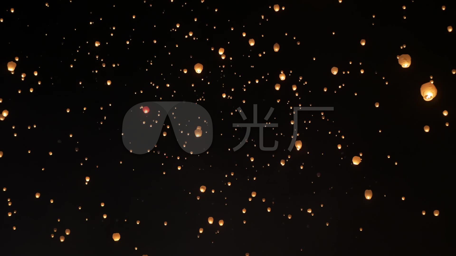 孔明灯黑夜满天星萤火近景2_1920x1080_高清视频素材下载(编号