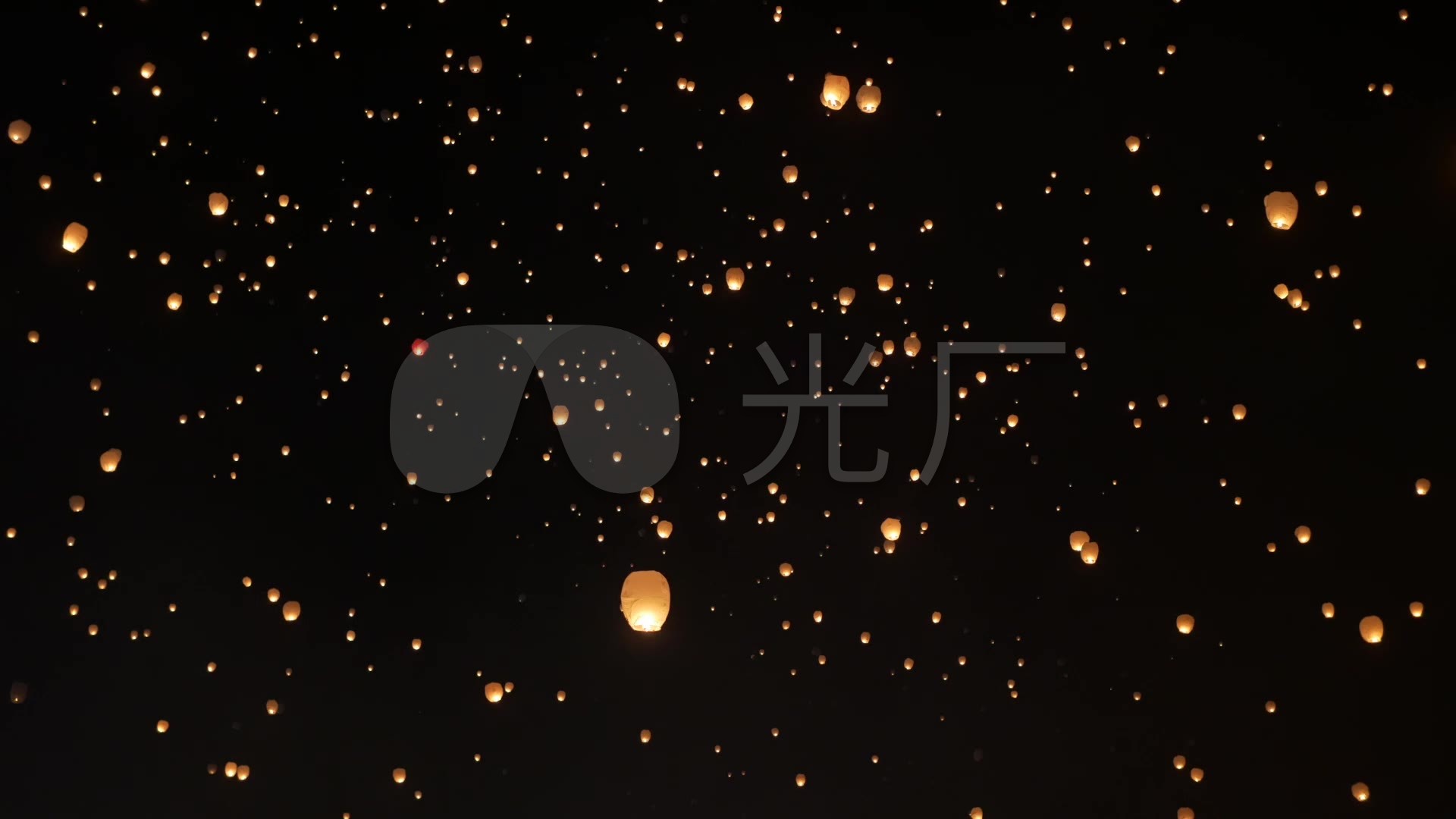 孔明灯黑夜满天星萤火近景2_1920x1080_高清视频素材下载(编号