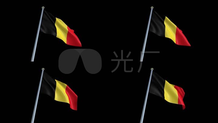 比利时国旗飘扬循环视频带通道