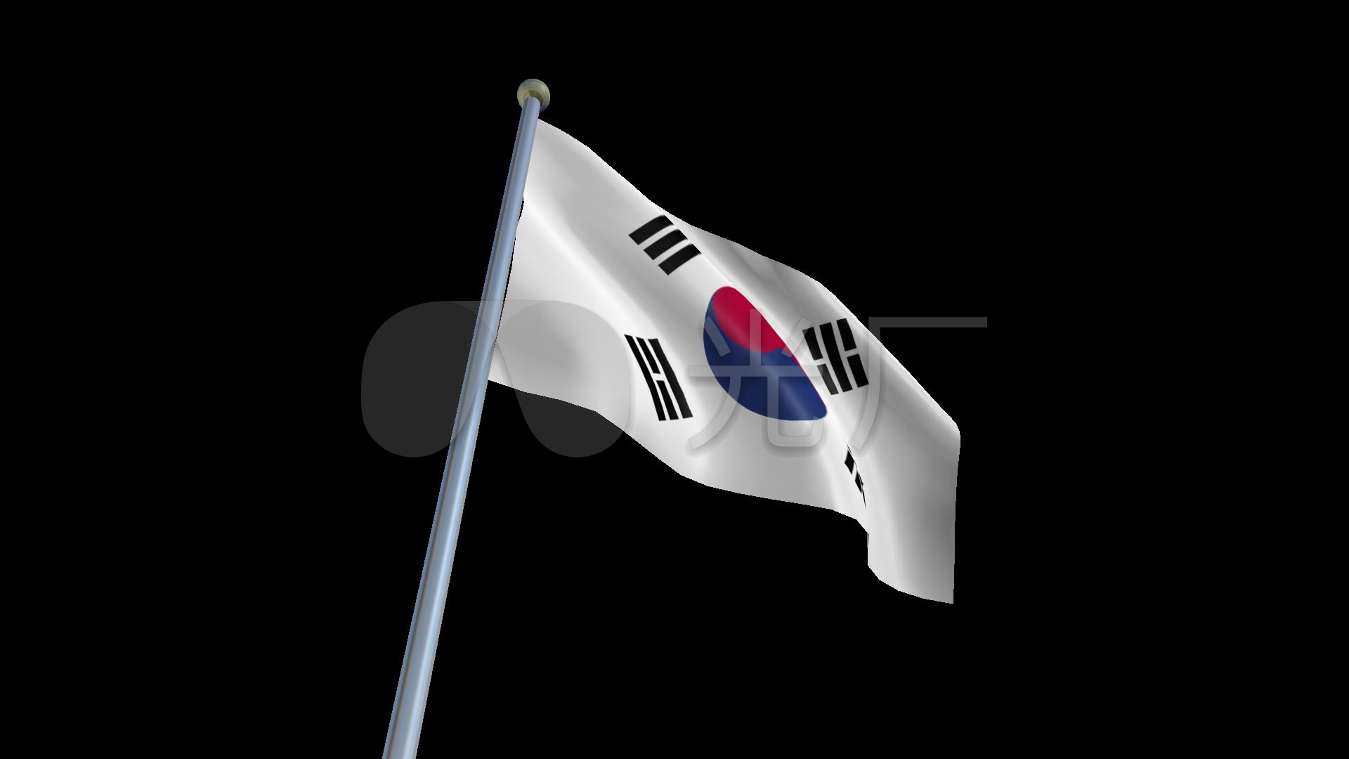 韩国国旗飘扬循环视频带通道_1920x1080_高清视频素材