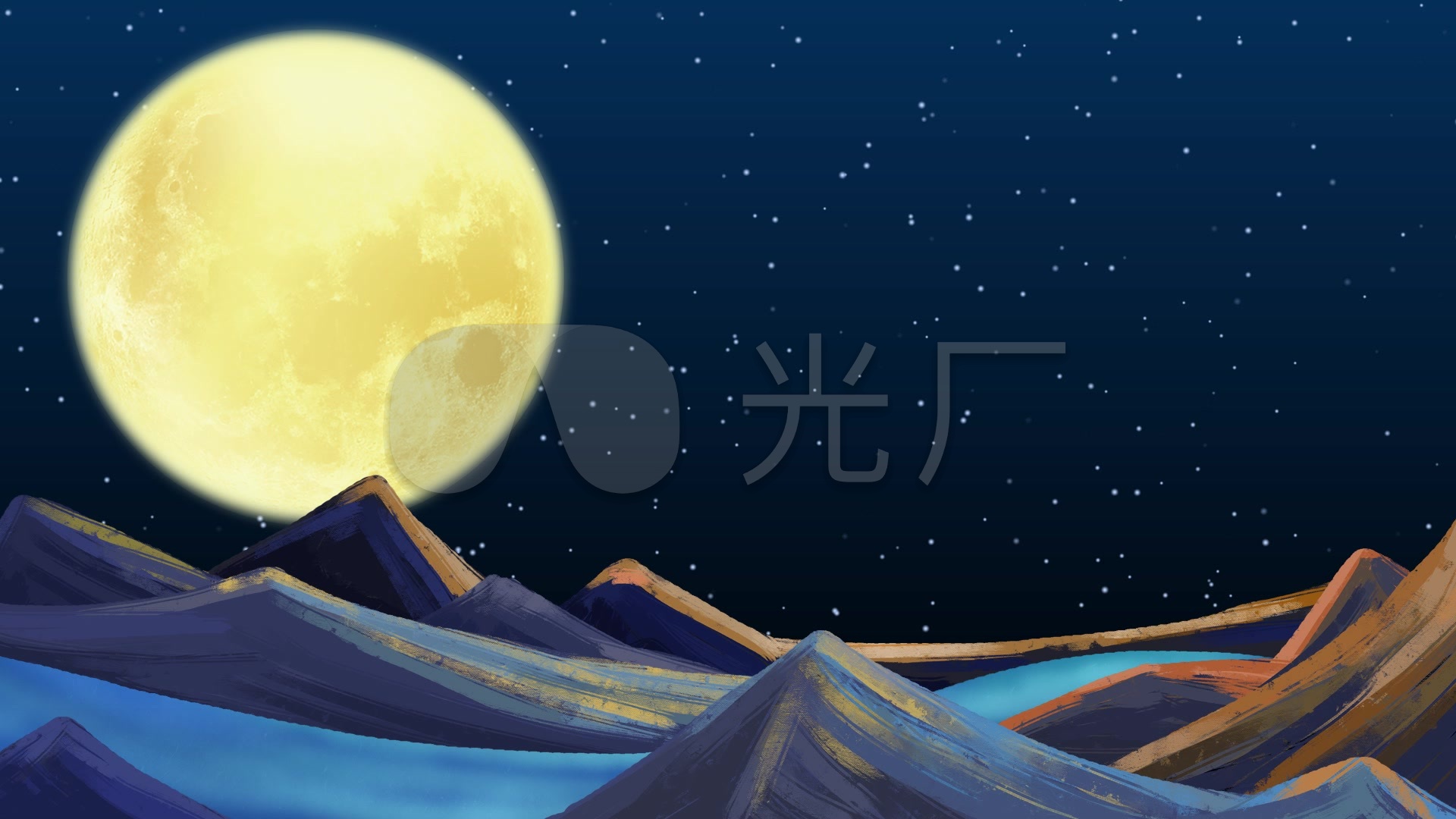 卡通山丘月亮舞台