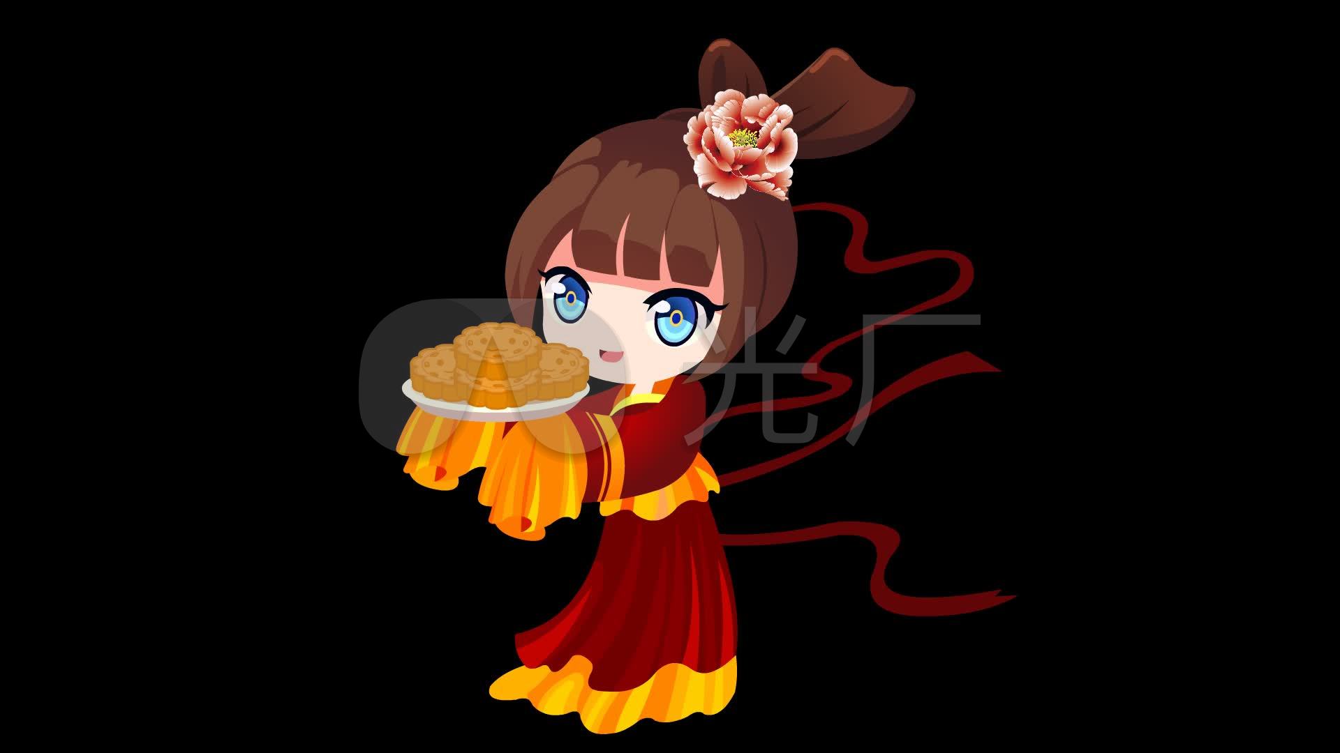 月饼古装女孩卡通循环带通道