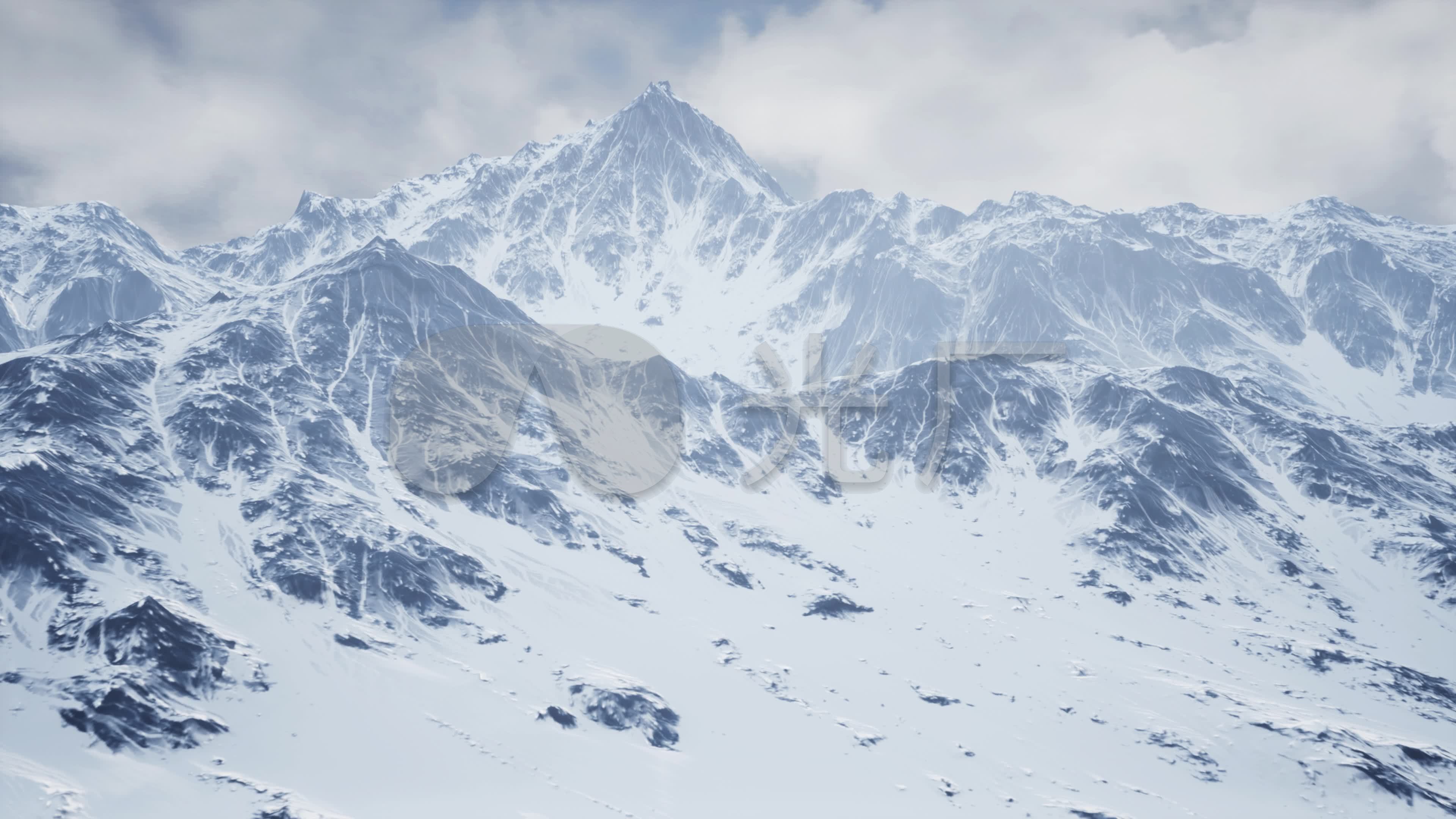 视频素材 实拍视频 自然风景 雪山4k风景雪山险峰白色山峰冬季白雪