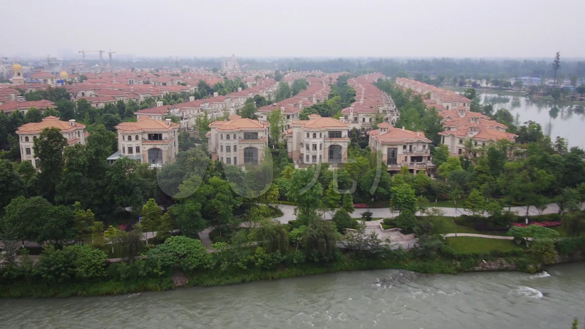 成都温江航拍鹭湖宫 生态 湖畔别墅