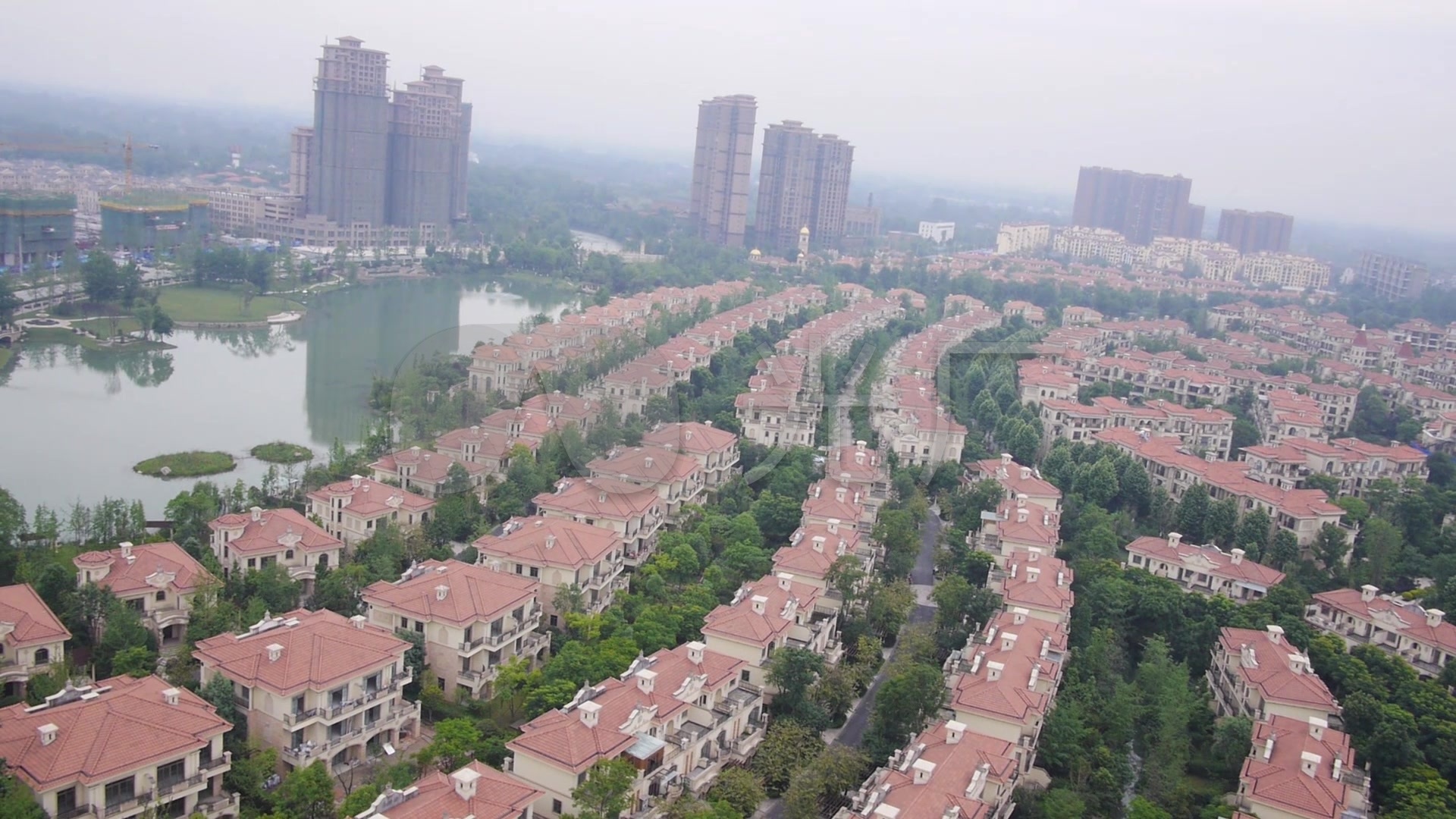 成都温江航拍鹭湖宫 生态 湖畔别墅
