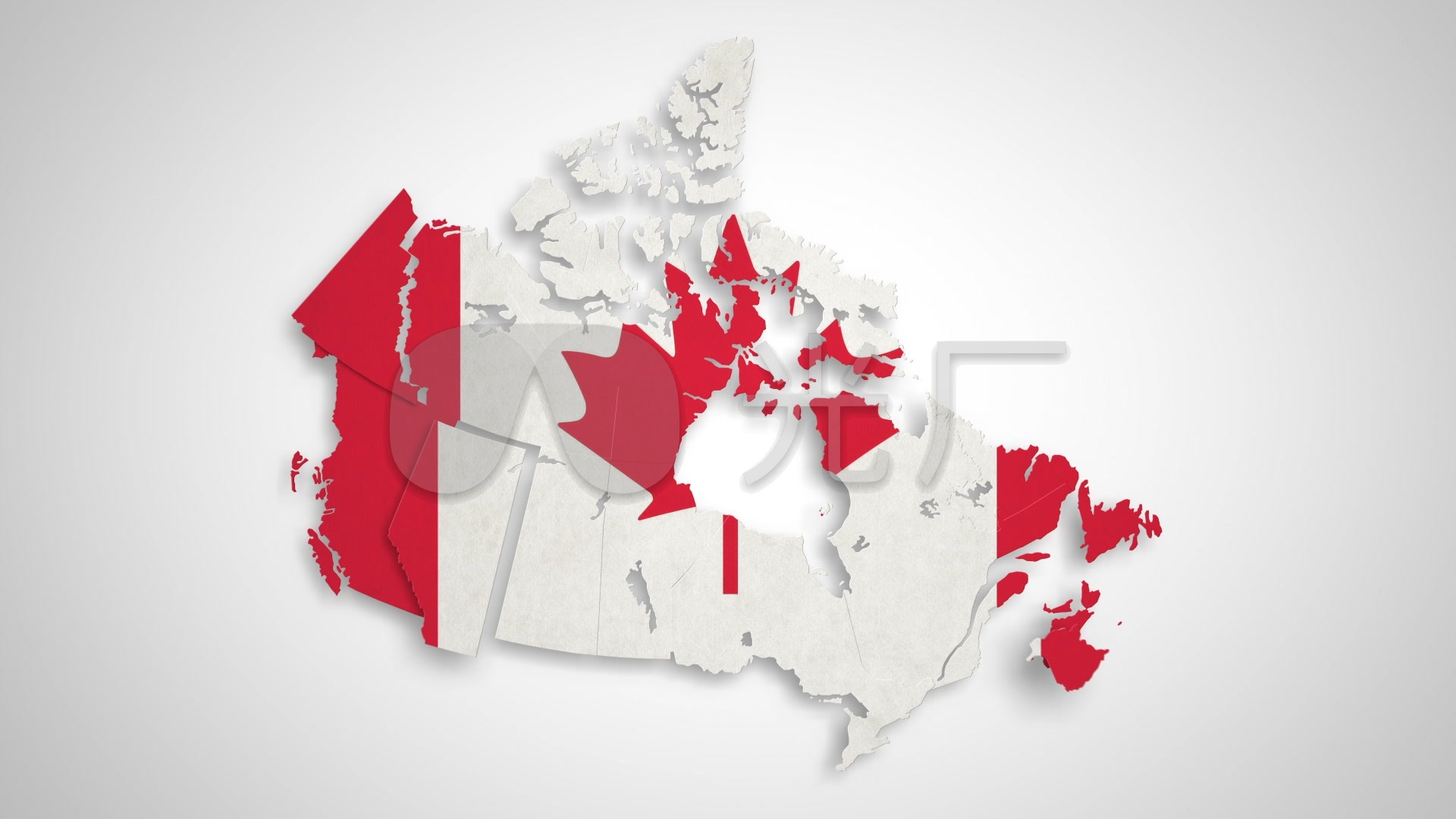 加拿大地图上国旗_1920x1080_高清视频素材下载(编号