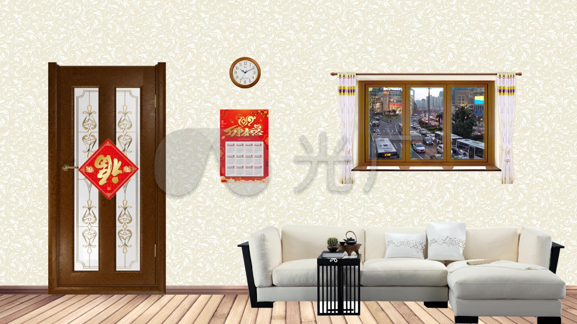 小品家配乐成品小品客厅背景视频素材除夕夜_1920x